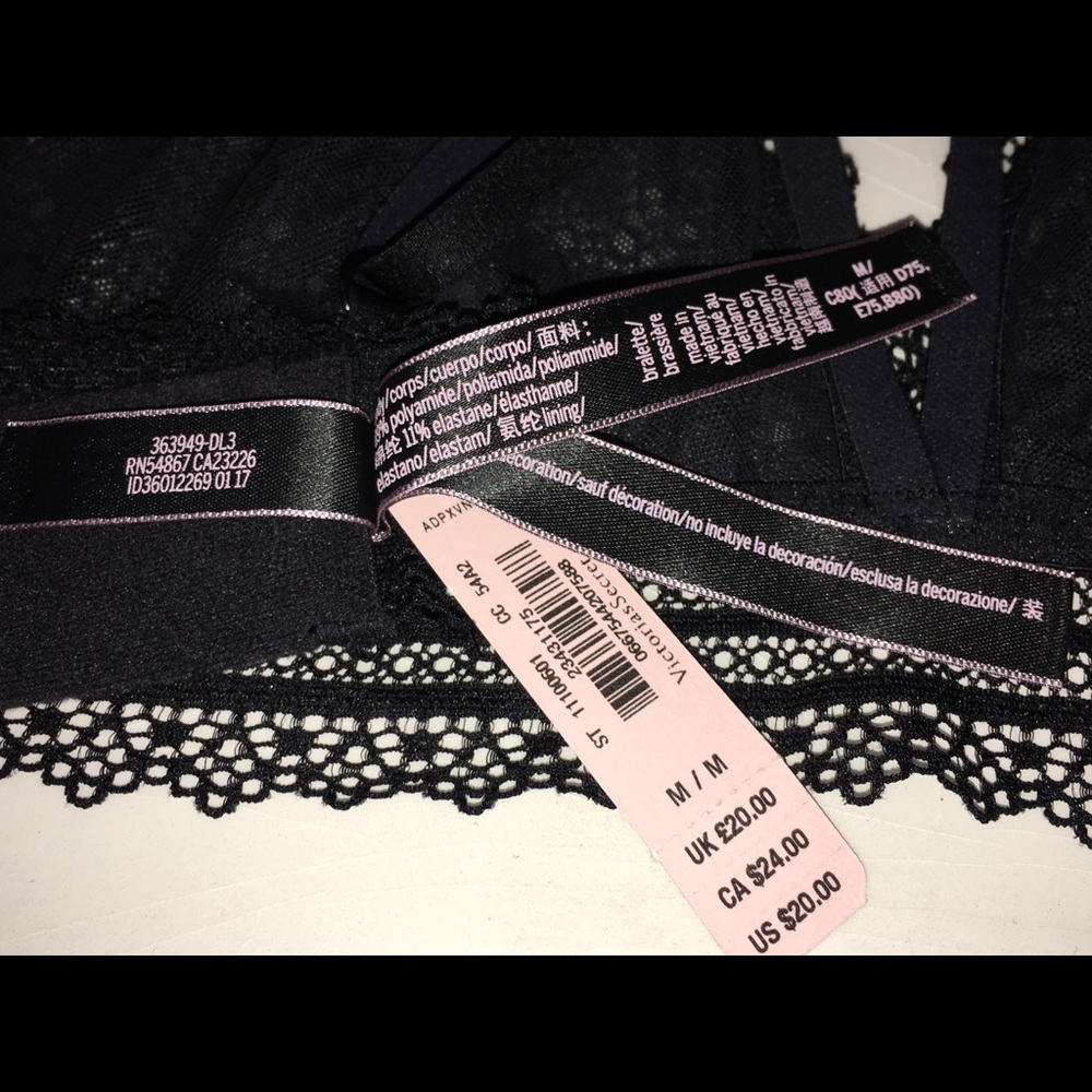 Victoria Secret Bralette Black M & Thong panty S - Picture 7 of 8